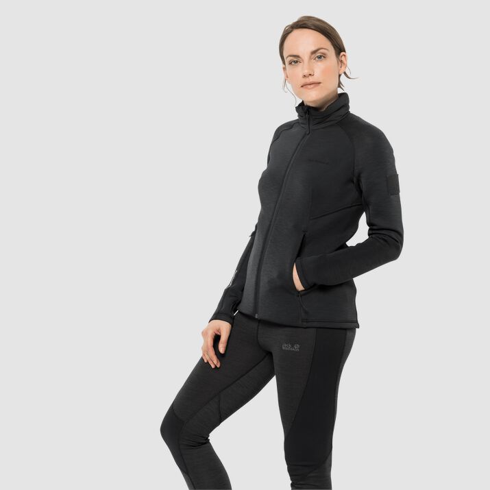 Chamarra Polar Jack Wolfskin Athletic Collar Mujer Negros Mexico-1193542